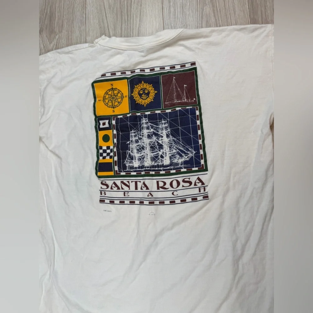 Vintage World Ts Dolphin St Simons‎ Island Santa Rosa Beach T-Shirt White XL